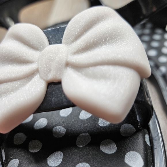 Mini Melissa Mar Sandal Black with White Glitter Toe Bow Youth size 2 - Picture 6 of 6